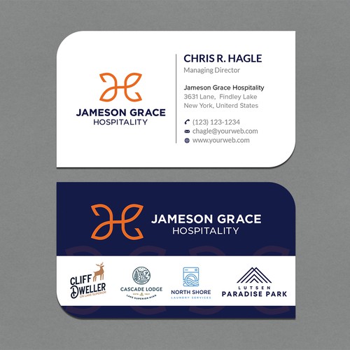 Create a modern and clean business card for a parent company with 4 subsidiaries Design by CurveSky™ ☑️