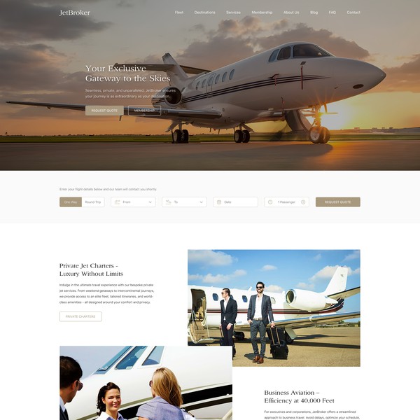 JetBroker – Luxury Private Jet Booking Website