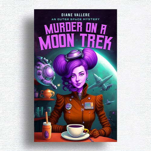 Create a book cover for a humorous outer space cozy mystery series Design by Designtrig