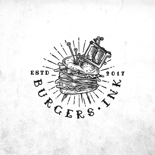 Logo for delivery only hipster burger place - tattoo art or better idea? BURGERS INK Diseño de Demonic™