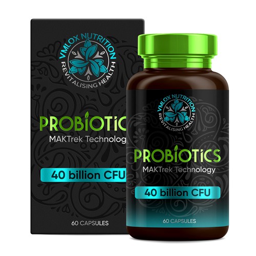 I want creative, shiny,  supplement packaging for my first product Probiotic 40 billion CFU Design by Anton Danilov