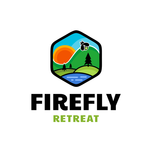 Firefly Retreat. Fun logo inspiring families to explore the outdoors! Design by hidra ✅