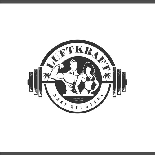 Create a logo for cool outdoor Gym in the „golden age Bodybuilding times“ style. Design by Dheldraw