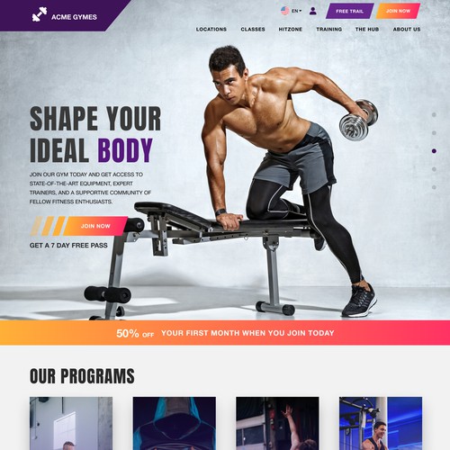 Design homepage and location page for Gym website Design by Mohammad Kashif