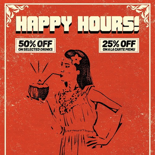 Happy Hour Poster for Thai Restaurant Design por Sefroute1