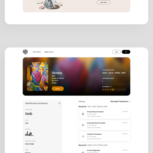 Homepage and a single Page Design for Always Art an art related startup company. Design by uBann