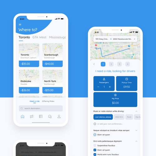 4 screen redesign for an Uber-for-X platform app Design by EYB