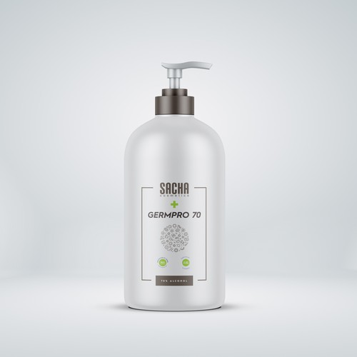 Design a Luxurious and Modern bottle label for Hand Sanitizer Product: GermPro 70!! Design by Mellow.dsgn