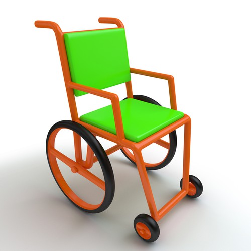 Make a printable 3d model of a paragliding wheelchair being pulled by quadcopters. Design by syakuro