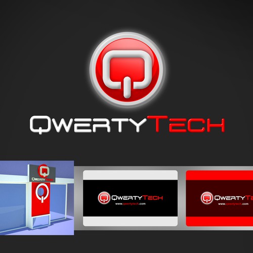 Create the next logo and business card for QwertyTech Diseño de Raden Handoko