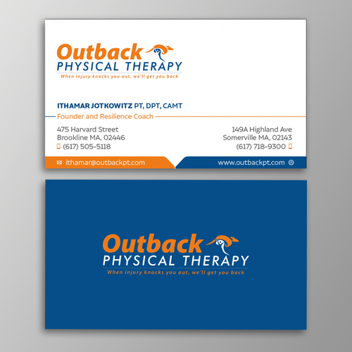 Business card for 2 clinic physical therapy office Design by Design sp