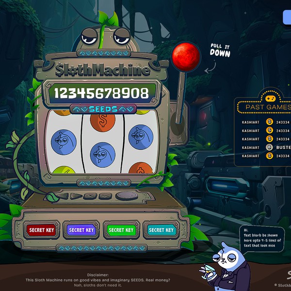 Crypto and memecoins Slot machine jungle theme UI/UX design