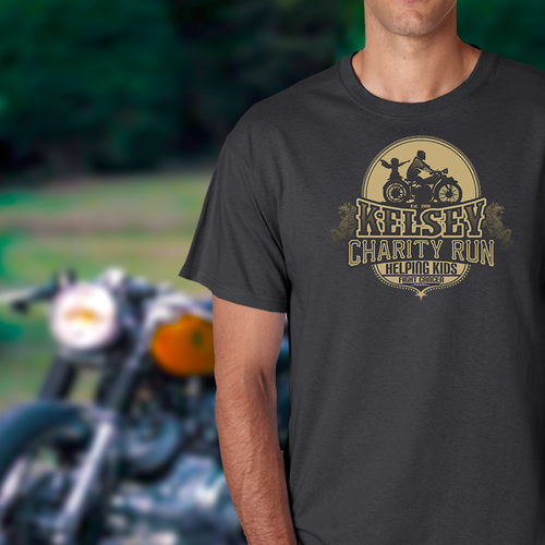 Unique souvenir t-shirt design for charity biker fundraiser event