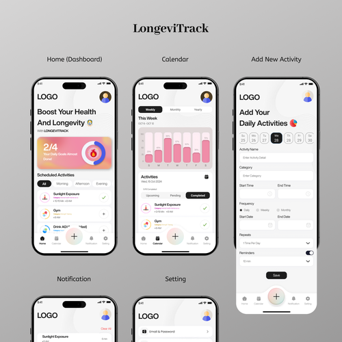 Need a mobile app design for longevity tracking app Design by Mob@ID
