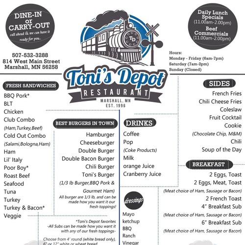 Sub & Burger Restaurant needs NEW DESIGN take out menu! Design by rizka.arusima