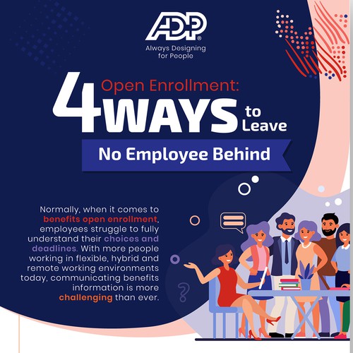 Design an infographic for ADP providing advice on communicating benefits open enrollment Design by Mohyminul