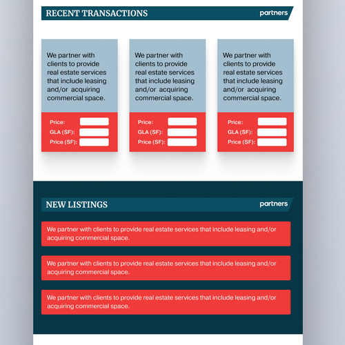 CREATE NEWSLETTER TEMPLATE FOR A COMMERCIAL REAL ESTATE AGENT TO SEND MARKET INFORMATION Design by Unique Tribe