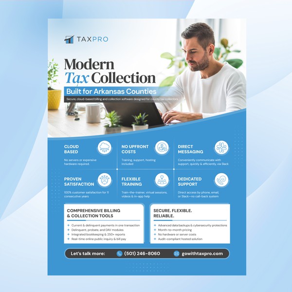Clean Flyer Design for Modern Tax Collection Software
