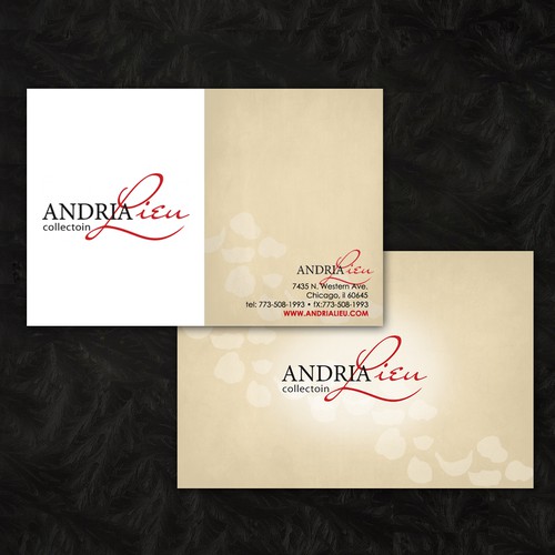 Create the next business card design for Andria Lieu Réalisé par ladytee117