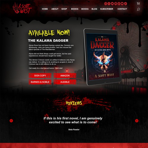 Website Redesign for Horror Author - Get Creepy! Design by yvanweb Designs