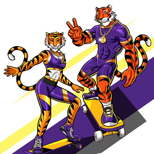 I need a Marvel comics style superhero tiger mascot. Design by MAKOTO OKADA