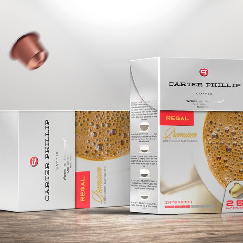 Design an espresso coffee box package. Modern, international, exclusive. Design by bcra