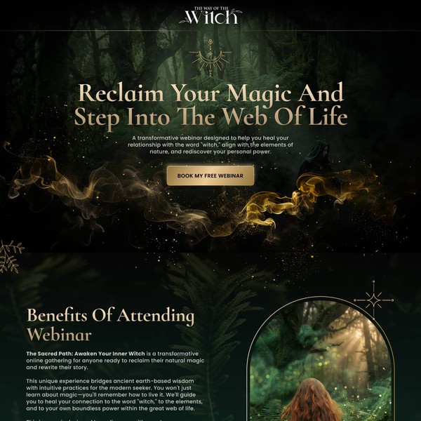 Design a Witch Webinar optin page that combines the elements of nature, magic, and intuition
