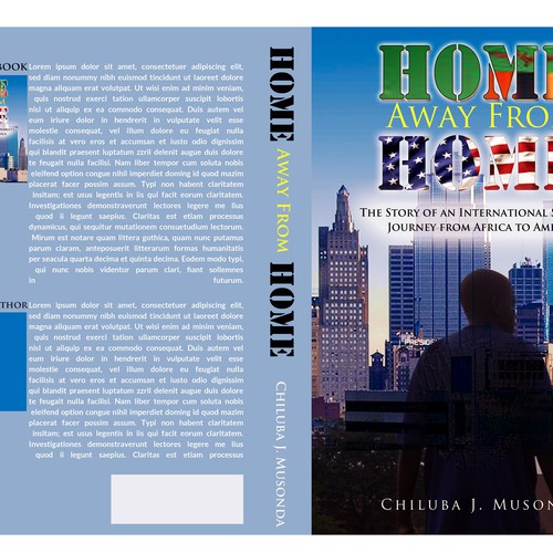 A book cover illustrating the journey of an international student from Africa to America Design by sddesigns12
