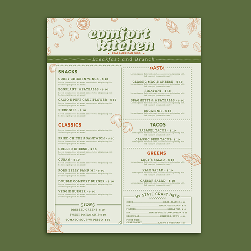 Design a cool new menu for a breakfast & lunch spot in Upstate NY Design by Etterisc