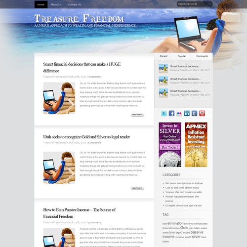 Financial Freedom Wordpress Blog Theme (Web 2.0) Réalisé par cepoko