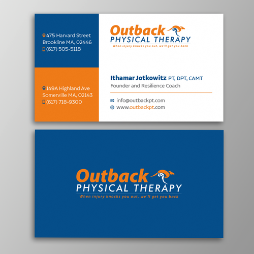 Business card for 2 clinic physical therapy office Design by Design sp