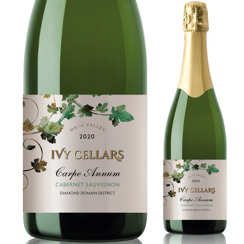 Ivy Cellars sparkling wine label Design by michelange