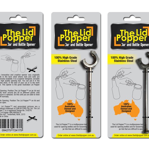 The Lid Popper  (jar and bottle opener) needs packaging Design by Rumon79