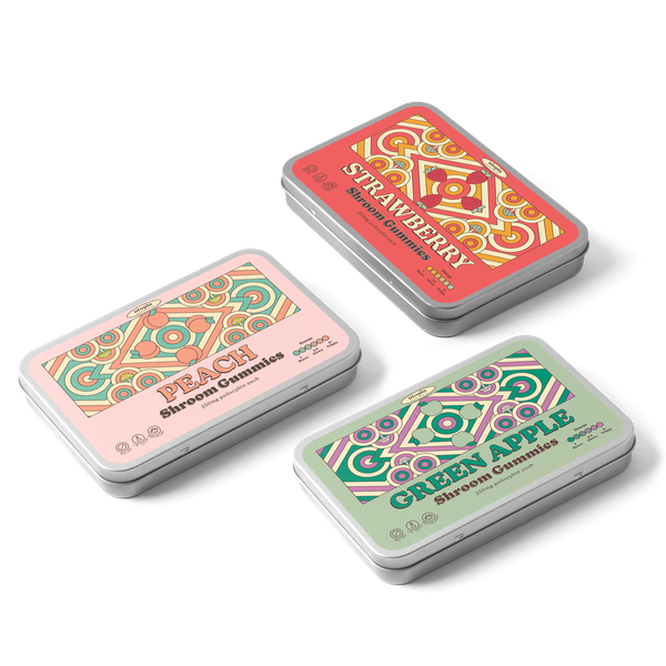 CBD MUSHROOM VINTAGE FUNKY RETRO TIN PACKAGING