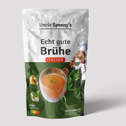 Standbodenbeutel Etikett für Knochenbrühe