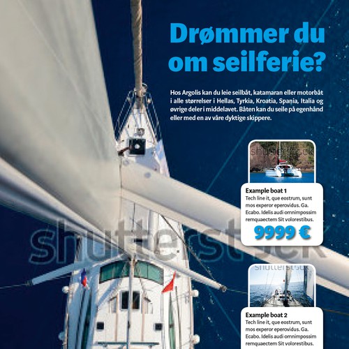 Argolis needs a new Yacht Charter fullpage add Design by greglas