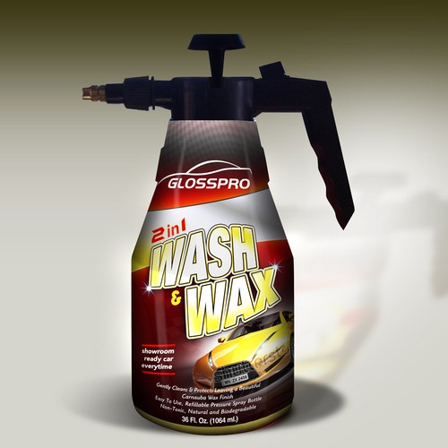 Glosspro "2 in 1 Car Wash and Wax" (Waterless Carwash)  Label Design by Aysel