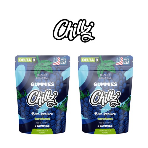 CHILLZ CBD Brand need his new packaging for his DELTA 8 Gummies Design by creationMB