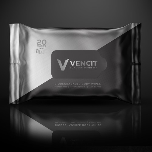 Clean retail packaging needed for body wipes. Upscale brand. Design by Miss.Ozz
