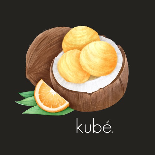 Design a graphic image for the BEST TASTING vegan ice cream manufacturer (kubé) and brand in Oakland Diseño de MariGraphic