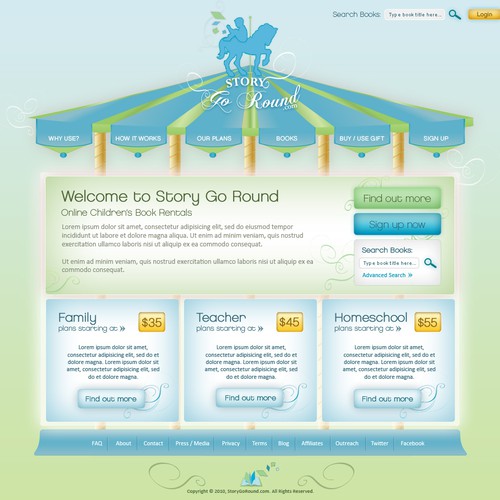 Creative Web Design for Start Up Children's Book Company Réalisé par ZadinDesign