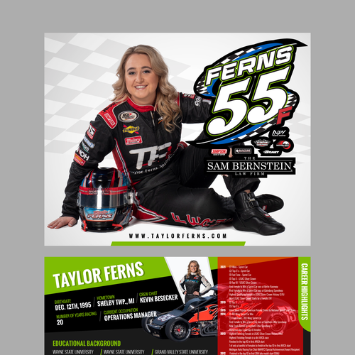 Racecar Driver "Hero Card" Design to appeal to fans Design by Bennah