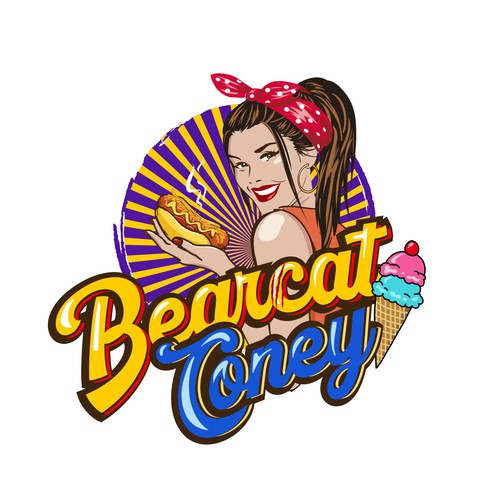 G-Rated Cartoon PinUp Girl girl logo for Retro Coney Hotdog restaurant Design by nindadian