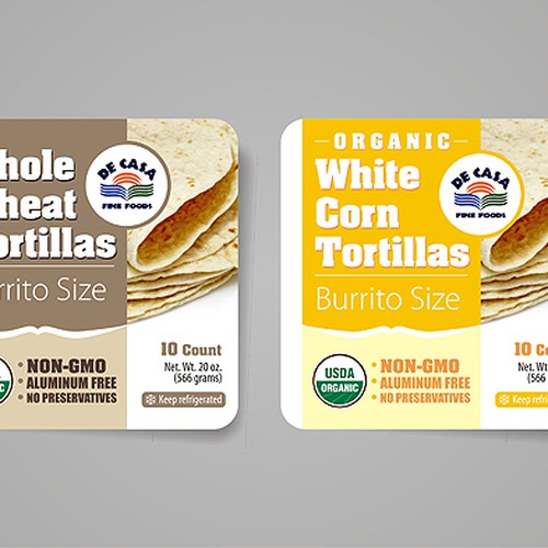 Create a new label for our natural tortillas Diseño de VEBO