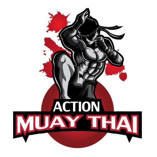 Muay thai logo with the title 'ACTION MUAY THAI'