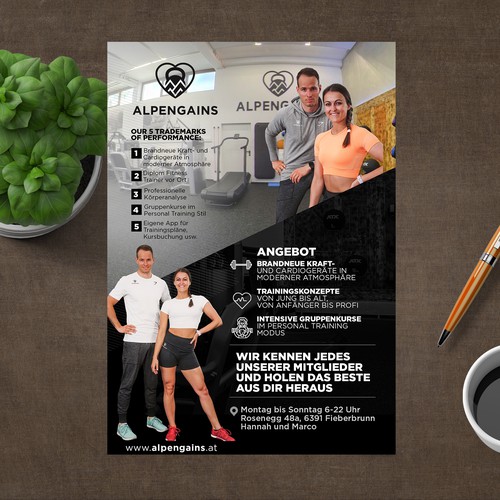 a5 poster design for special gym in the mountains / Community & Training... Design by ektadevesh