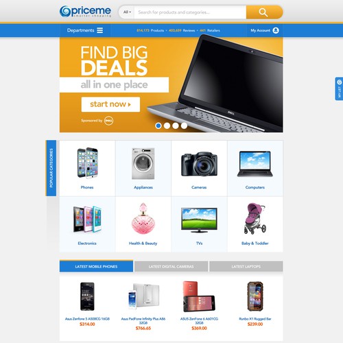 New homepage for popular Price Comparison site Design by Gerardo Betancourt