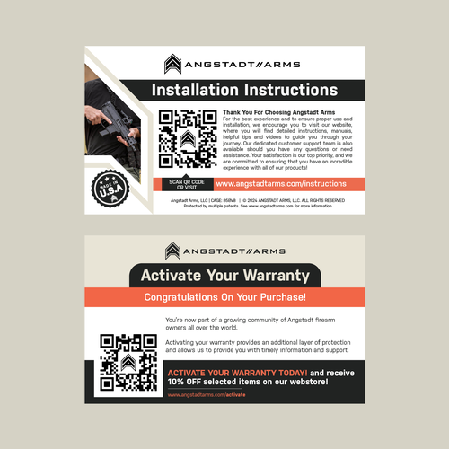 Warranty activation flyer for gun company (postcard) Design by Bennah