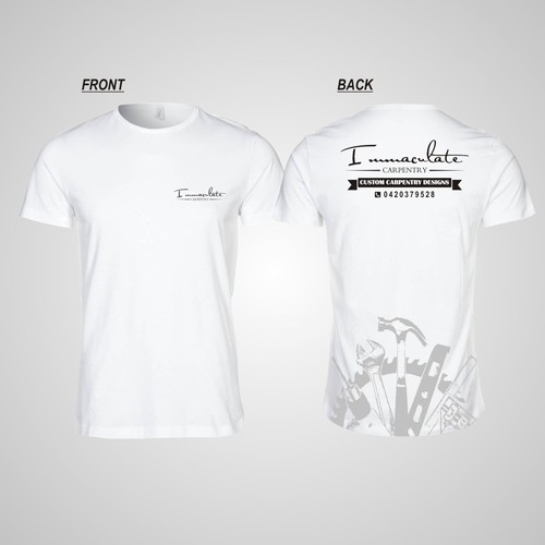 Design a sleek work tshirt for our modern carpentry company T