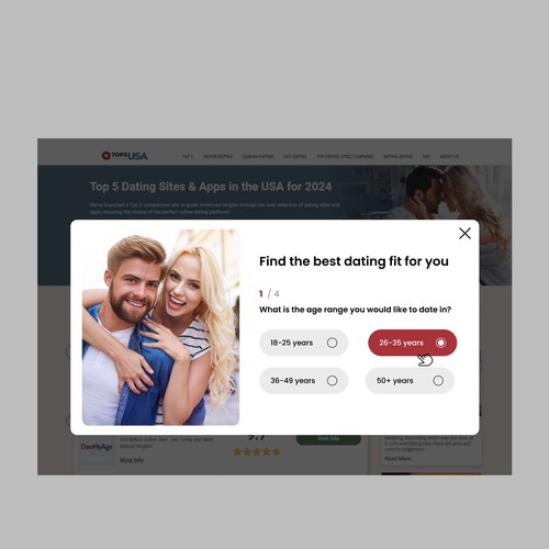 Engaging quiz feature design for product comparison website Design by DezainHub